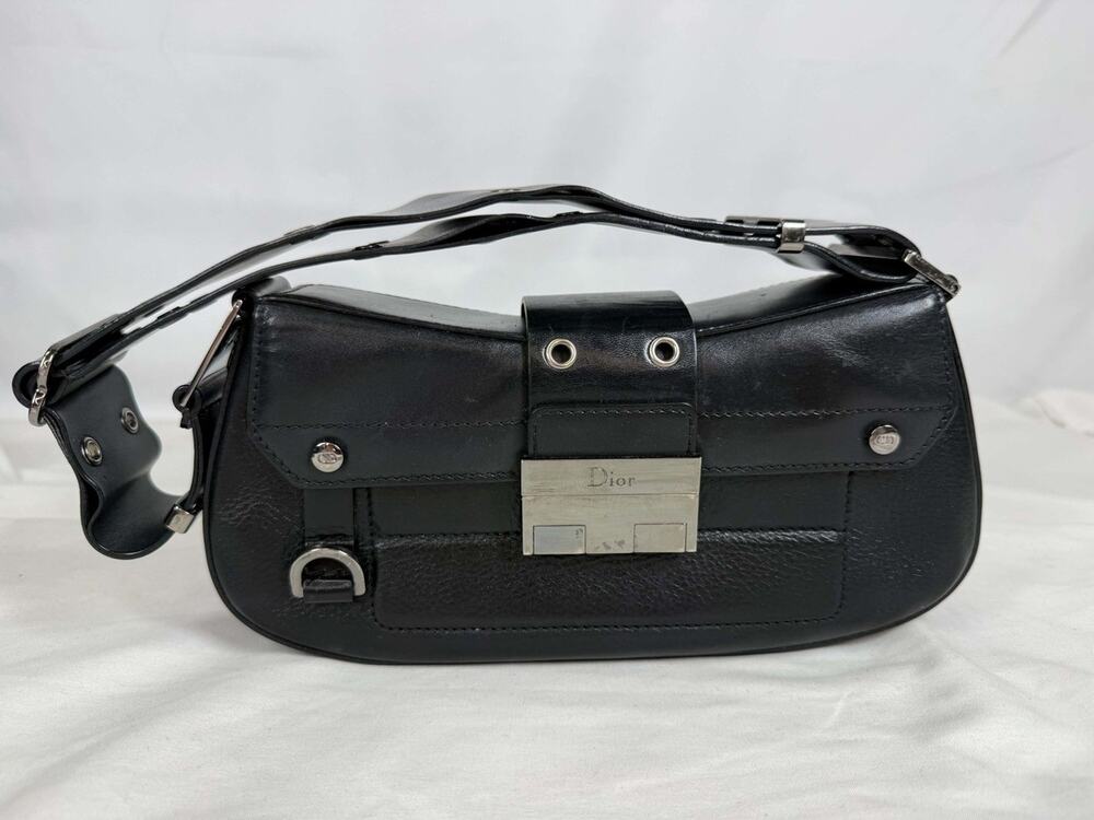 Christian Dior Columbus Leather Handbag Black SPB-JB 371674
